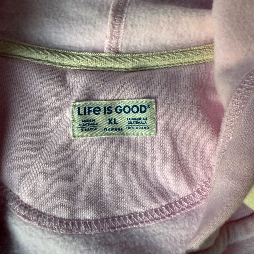 Life Is Good Adult Light Pink Zip-Up Hoodie - Picture 2 of 4